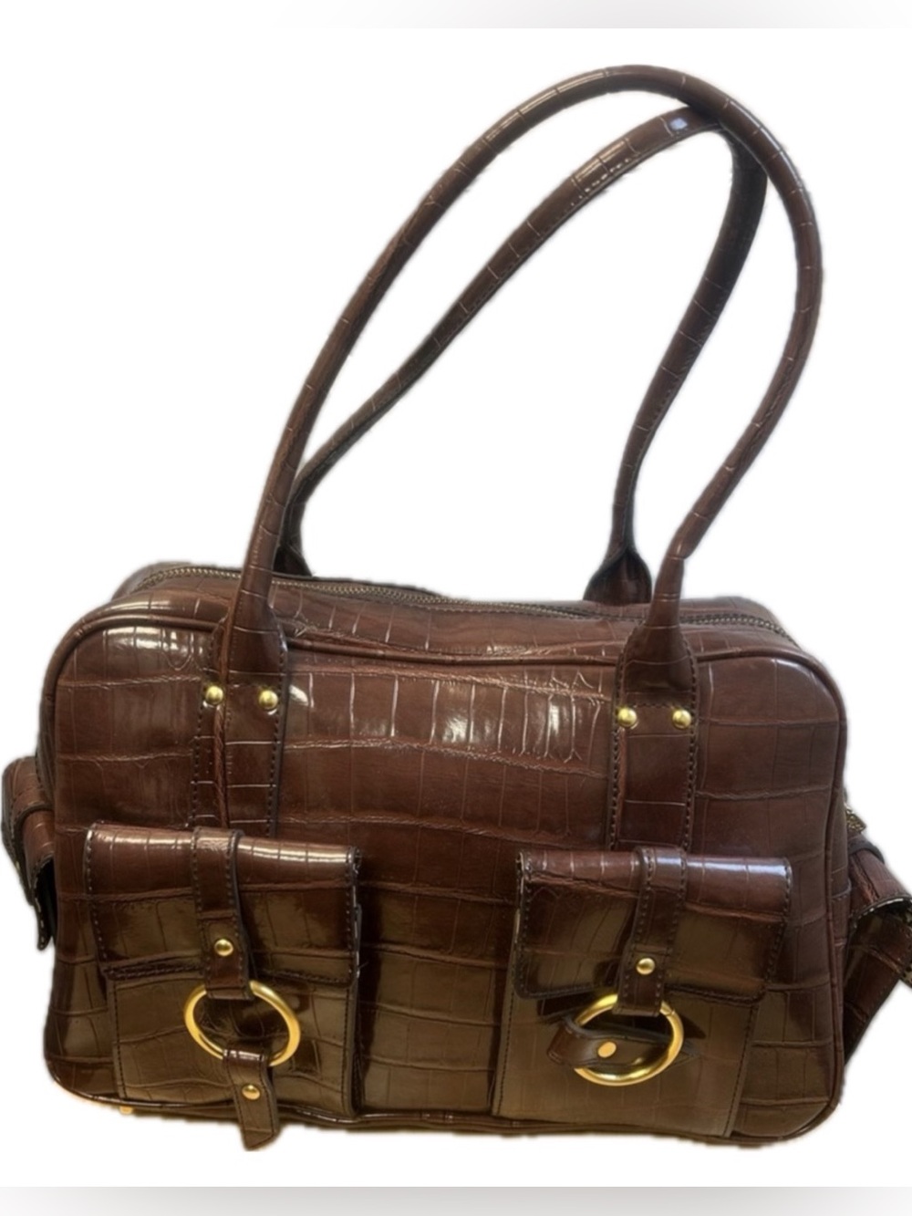 MAXX New York Women’s Purse Crocodile Embossed w/ a Leopard Print Fabric Lining